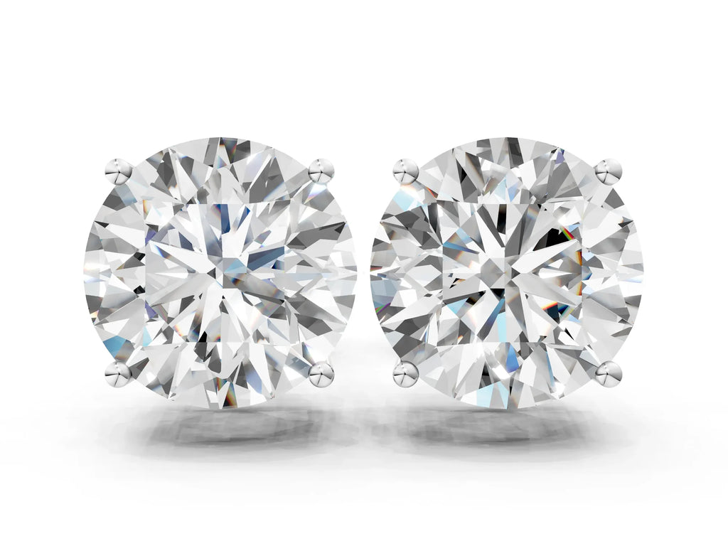 Silver Round Cut Diamond Stud Earrings
