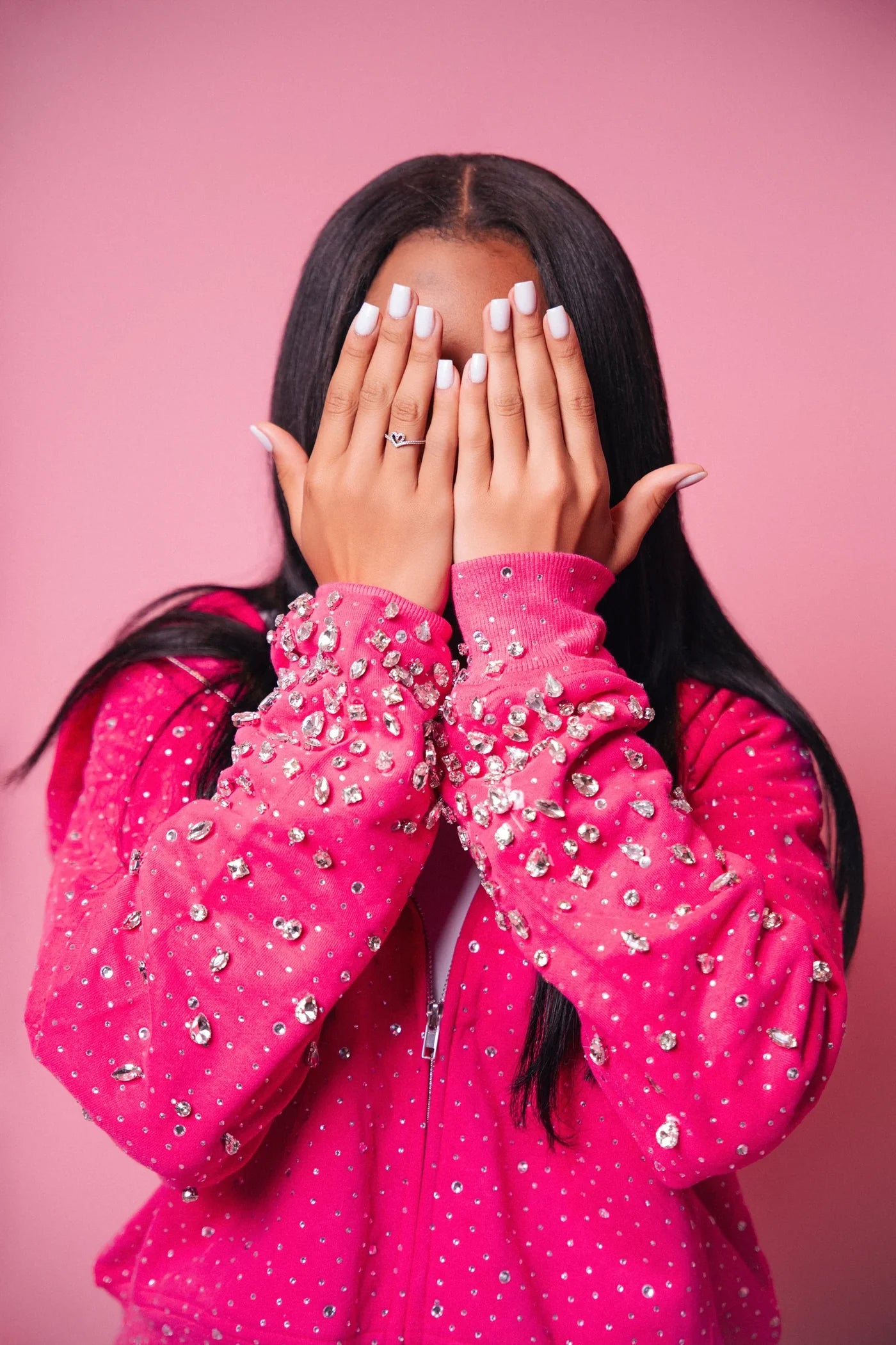 Pink rhinestone hoodie