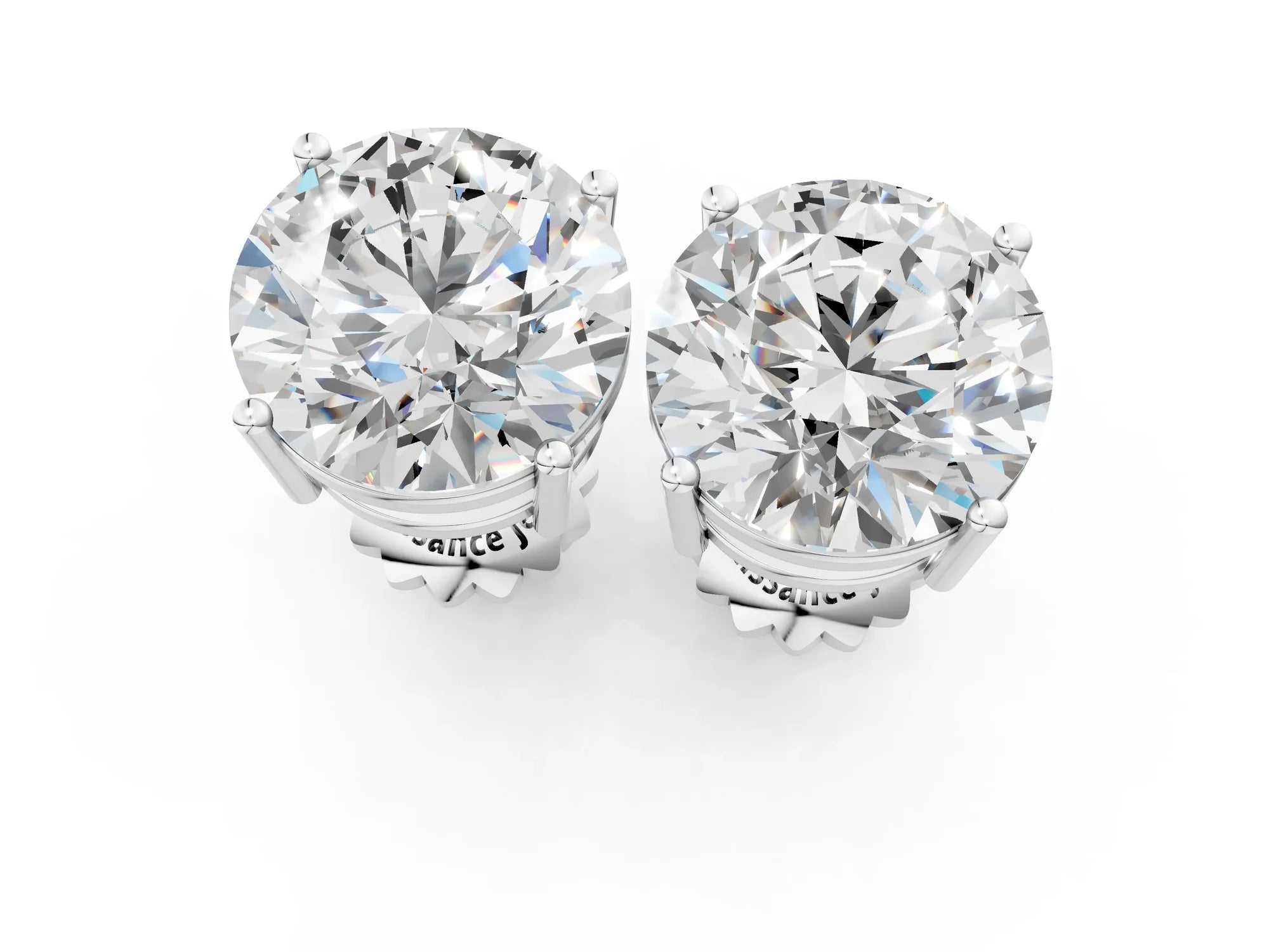 Silver Round Cut Diamond Stud Earrings